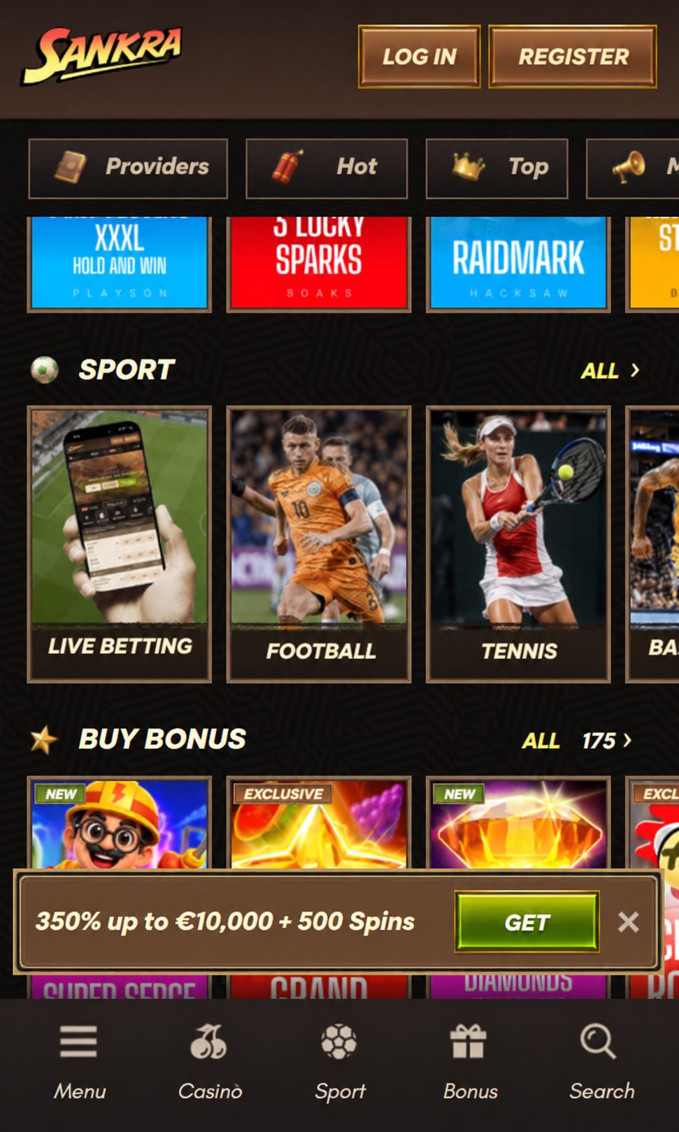 Sankra casino app interface showing live dealer games on smartphone